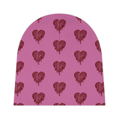 Beanie with Dripping Heart Design