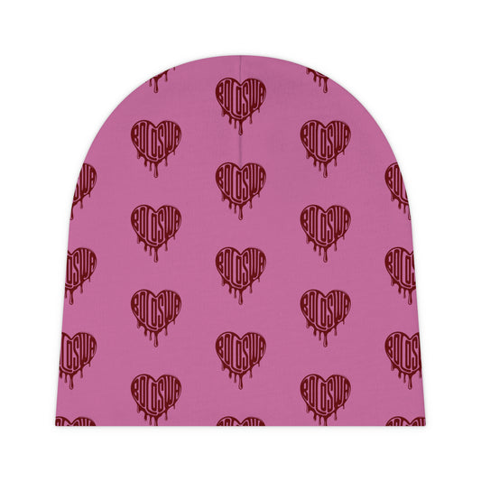 Beanie with Dripping Heart Design