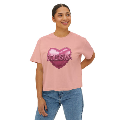 Women's wayom Tee - Heart Design with 'BOLOSWA' | Trendy Casual Wear