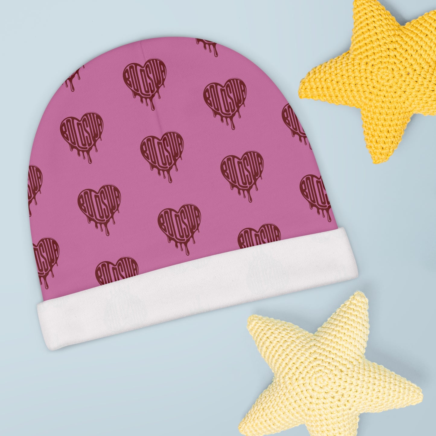 Beanie with Dripping Heart Design